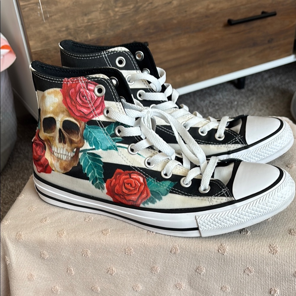 Converse Floral Skull High-Top Sneakers